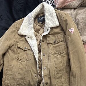 GUESS Men's Brown Sherpa Collar Jacket